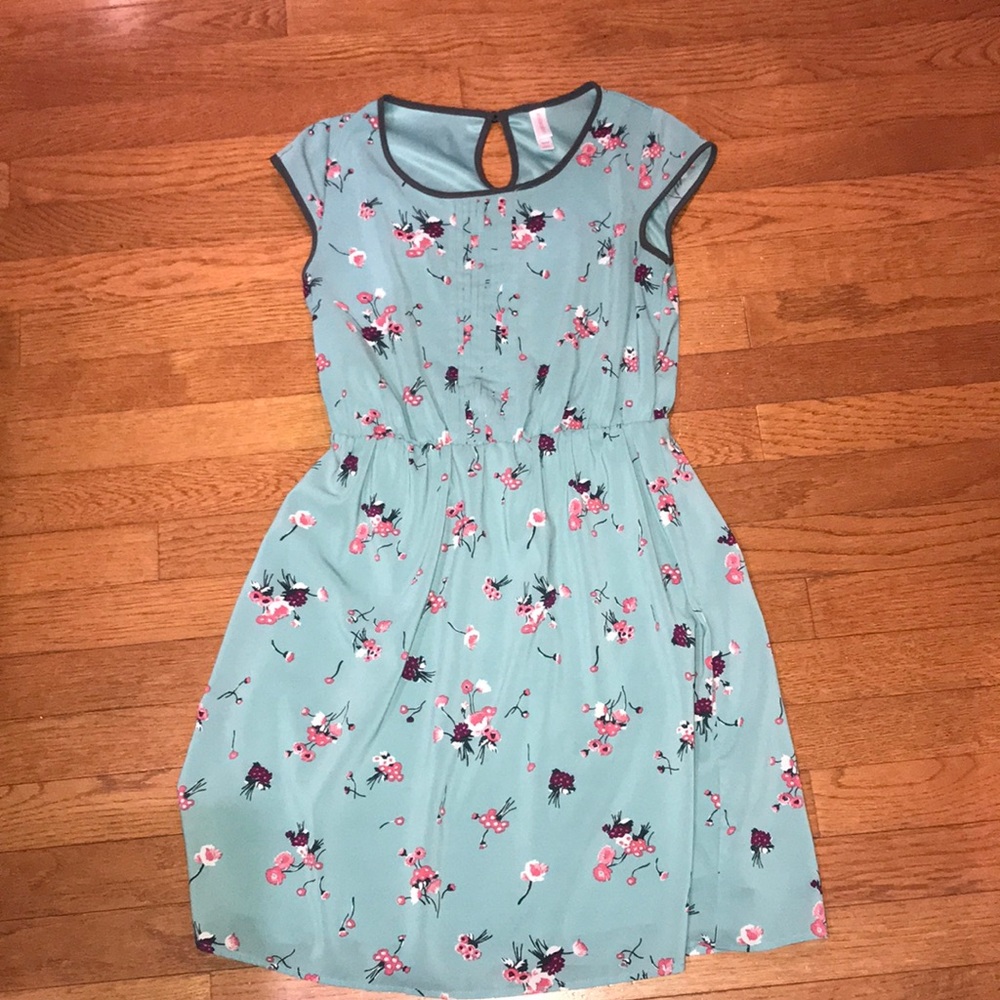 Xhilaration Grey-Blue Cherry Blossom Dress